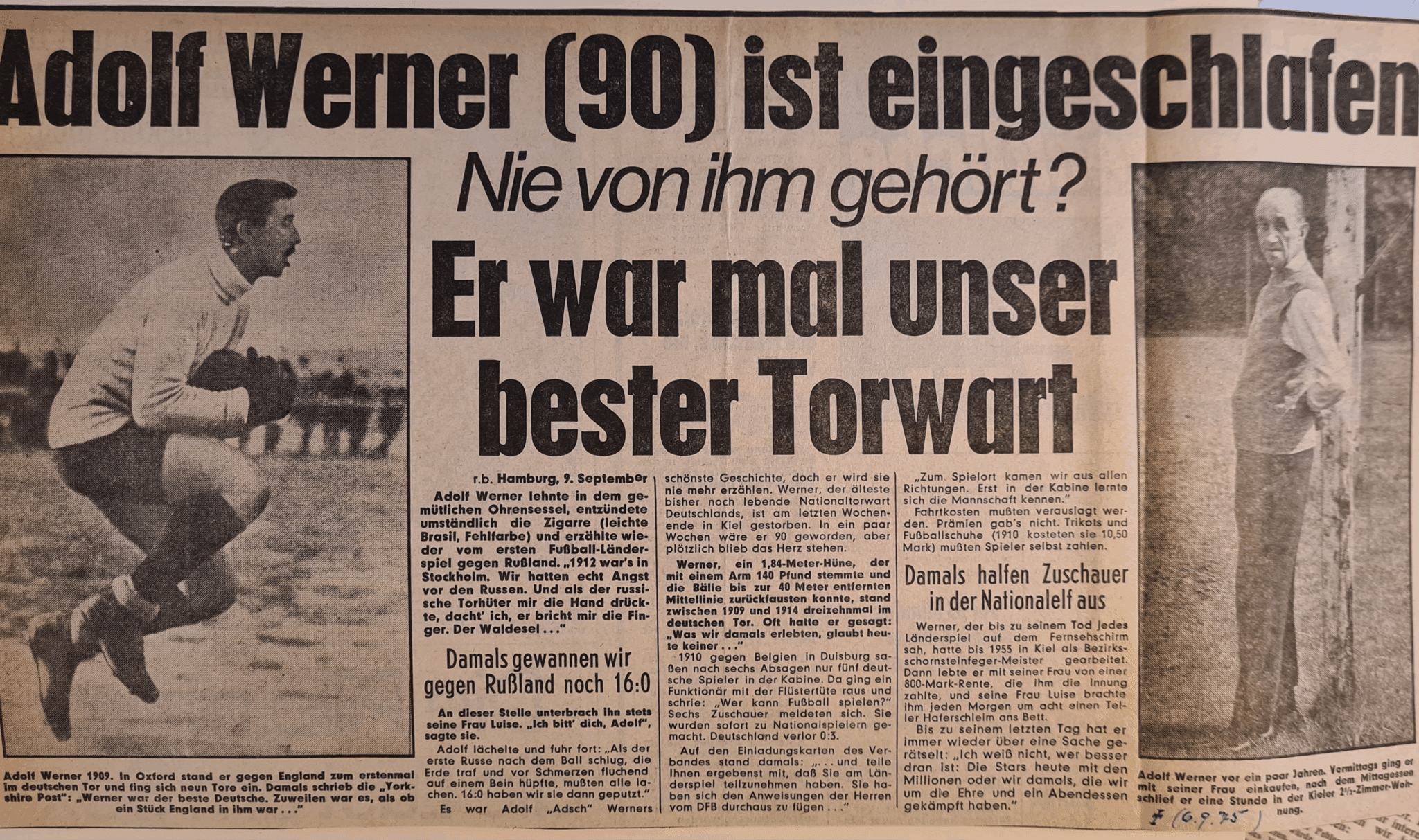 Bericht in der BILD Zeitung zum Tod von Adsch Werner 1975