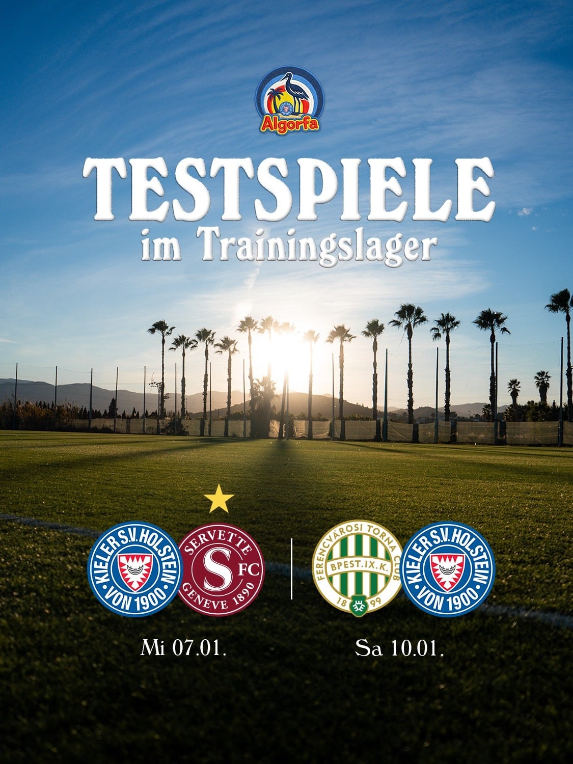 Zur Vorbereitung auf den Rückrundenstart bestreiten unsere Störche in Spanien Spiele gegen den Servette FC und Ferencváros Budapest. 🫱🏻‍🫲🏻