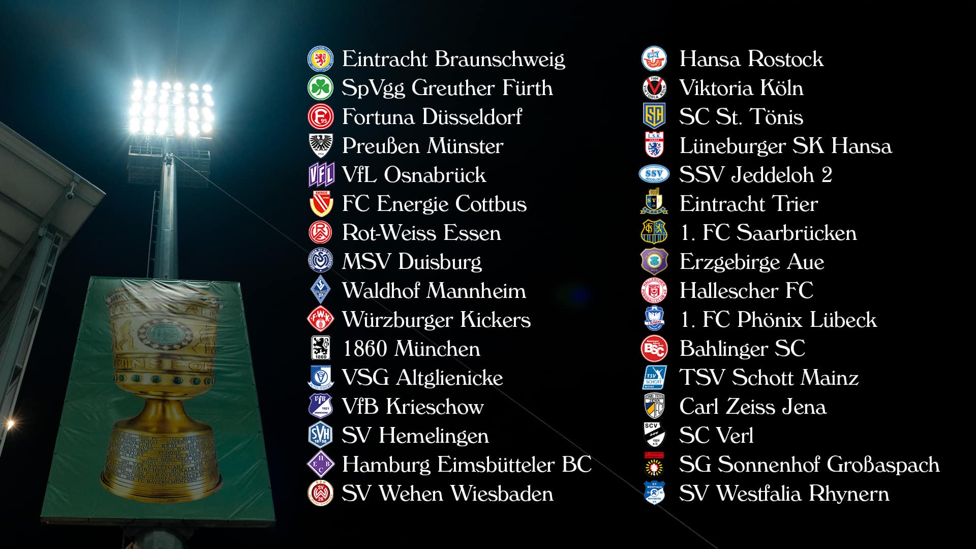 Bild zum Artikel: Auslosung der ersten DFB-Pokal-Runde 2026/27: Die potenziellen Gegner der Störche