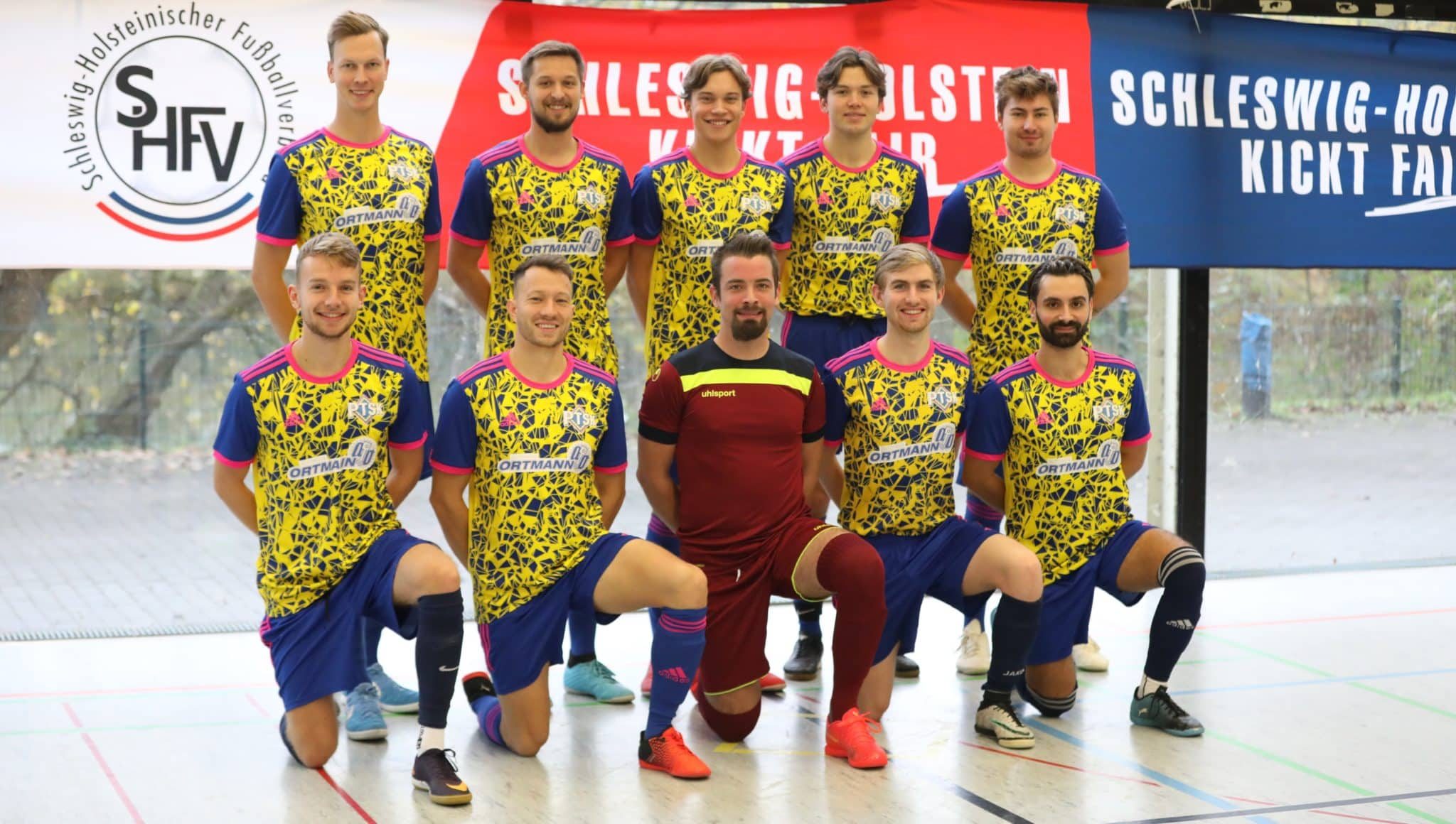 Die Mannschaft des PTSK Futsal beim Start der Kieler Futsal Liga am vergangenen Wochenende
